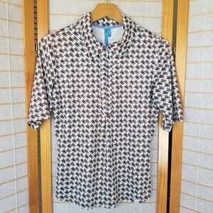 Women's Printed Golf Polo Size Small Half Zip Houndstooth GG Blue